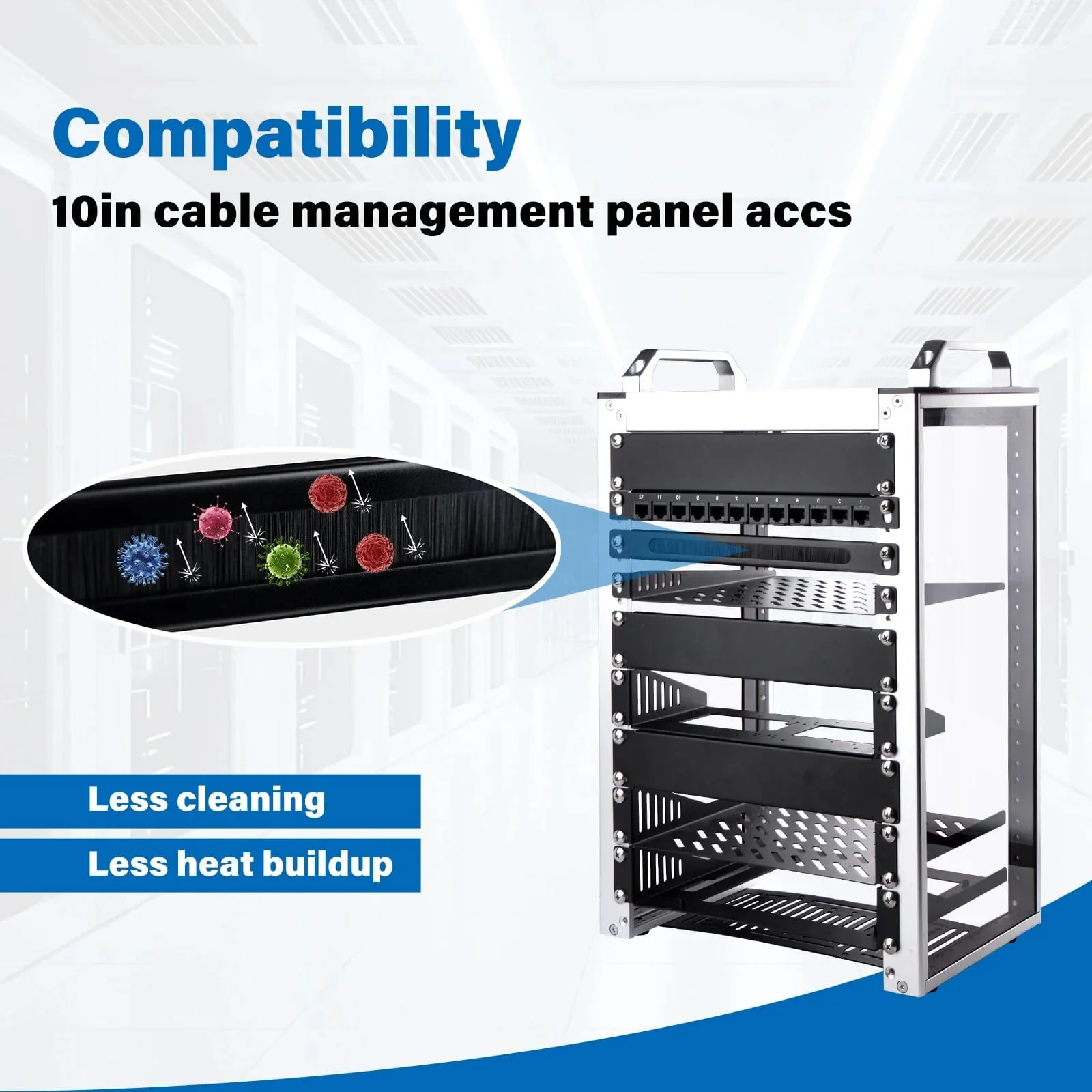 0.5U 10" Cable Entry Panel with Brush Strip for DeskPi RackMate - Image 3