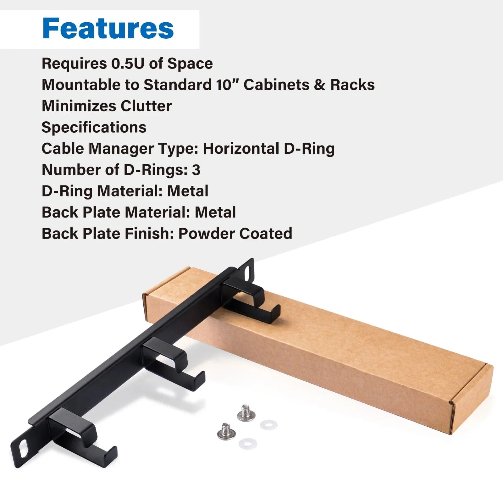 0.5U 10" Cable Management Panel with D-Rings for DeskPi RackMate - Image 3