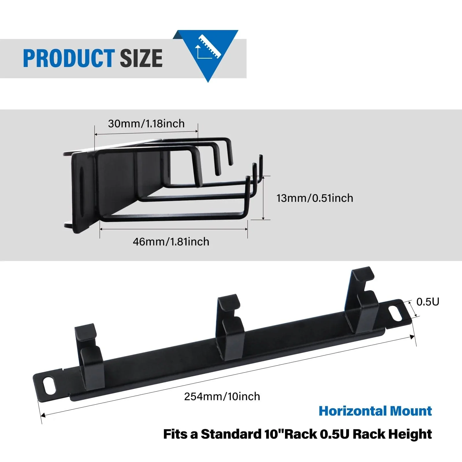 0.5U 10" Cable Management Panel with D-Rings for DeskPi RackMate - Image 7