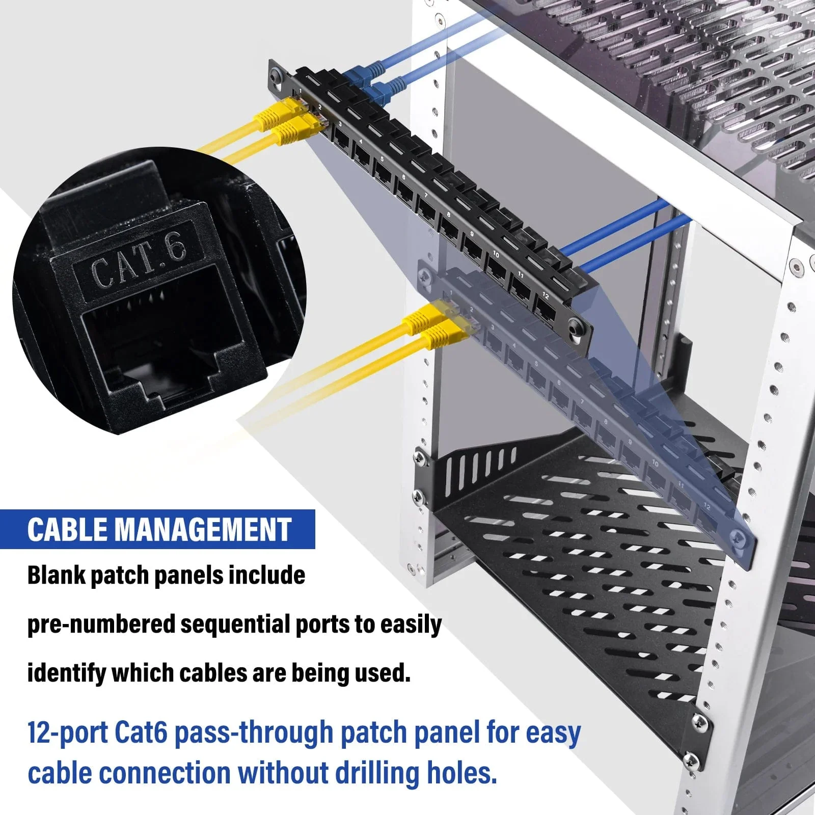 0.5U 10" CAT6 12-Port Patch Panel for DeskPi Rackmate - Image 3