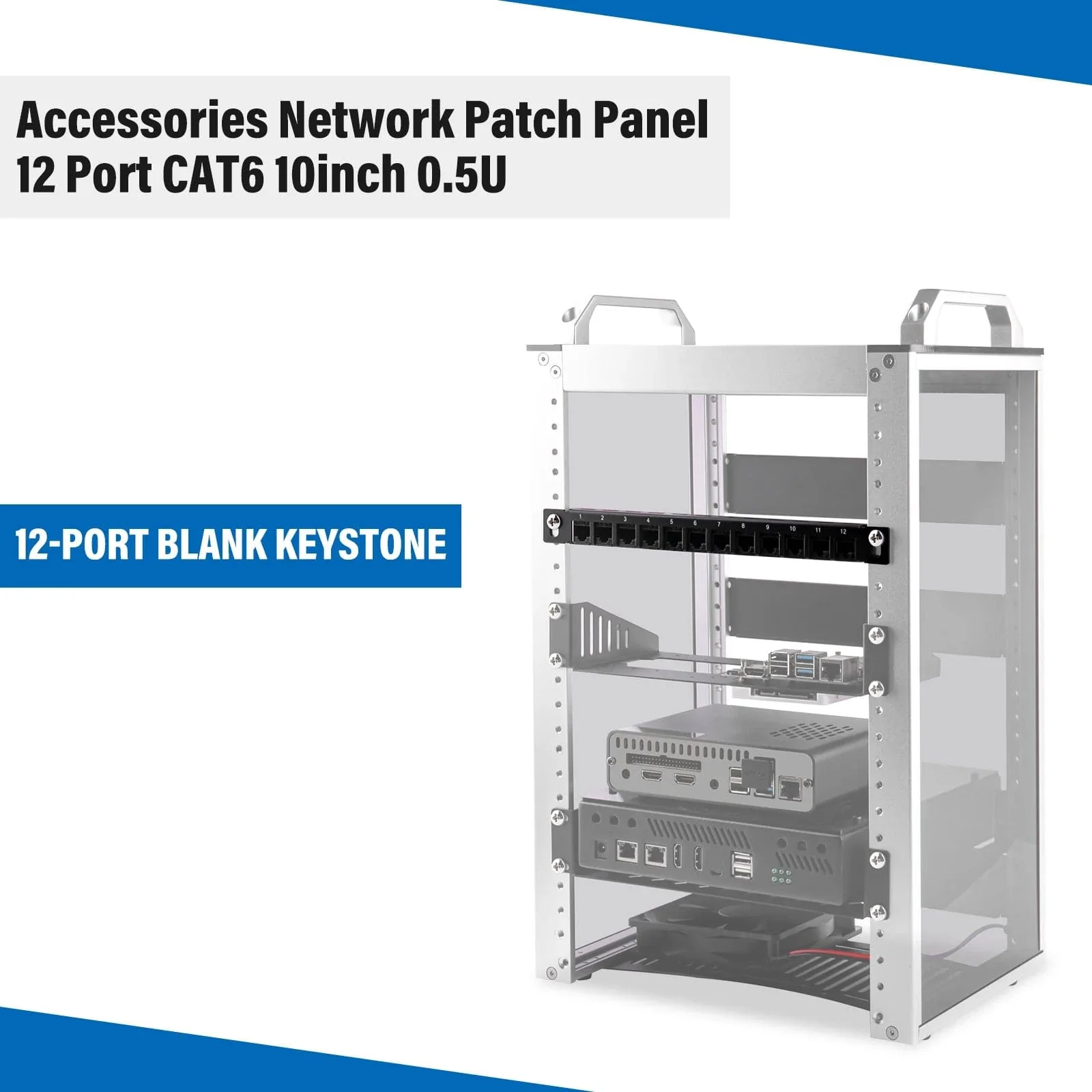 0.5U 10" CAT6 12-Port Patch Panel for DeskPi Rackmate - Image 4