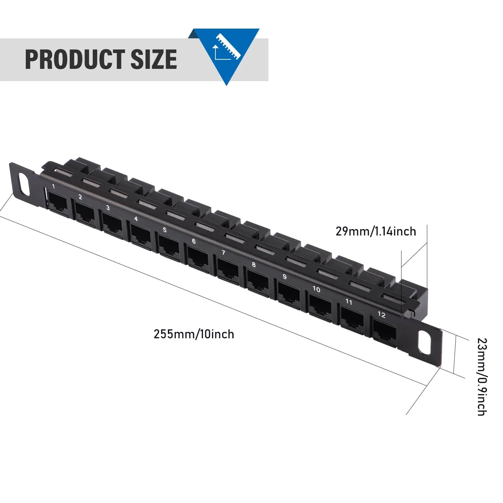 0.5U 10" CAT6 12-Port Patch Panel for DeskPi Rackmate - Image 6