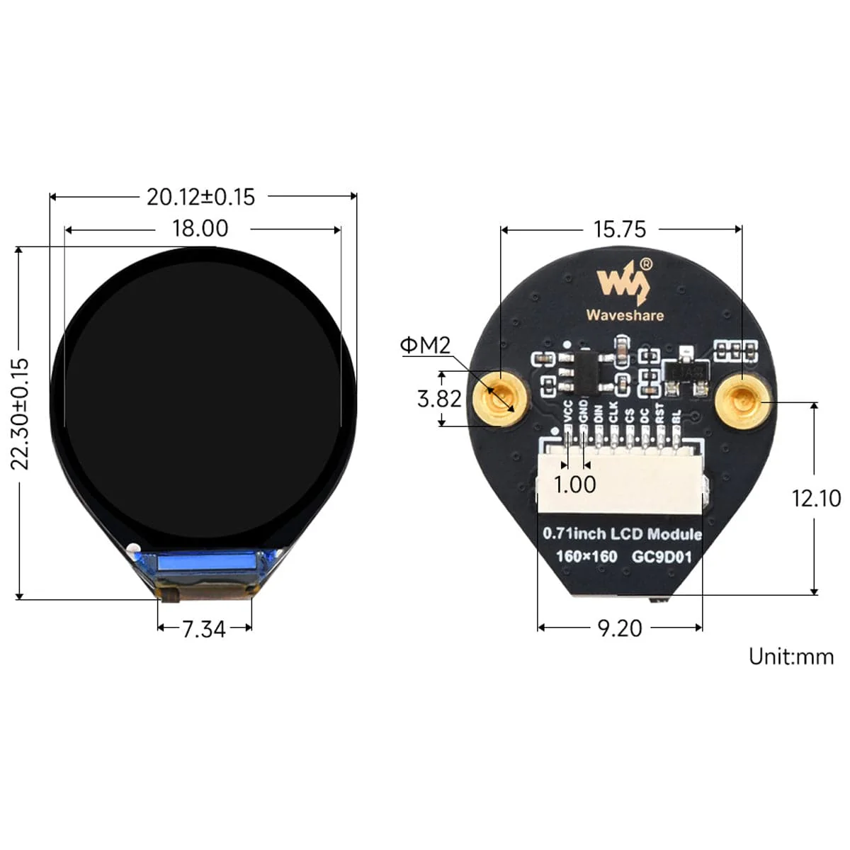 0.71" Round IPS LCD Display (160 x 160) - Image 9