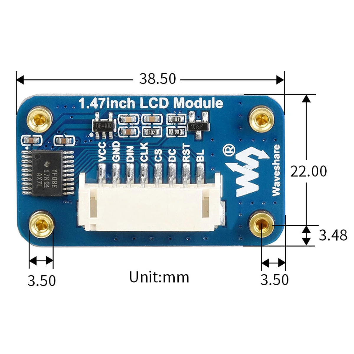 1.47" Rounded SPI LCD Display Module (172x320) - Image 5