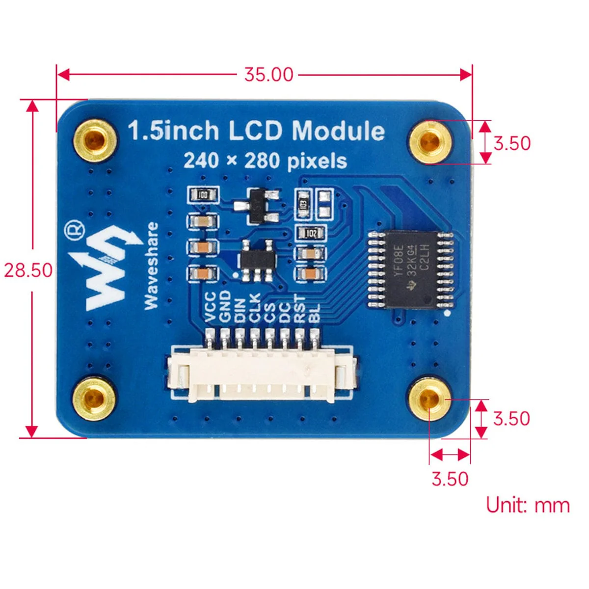 1.5" Rounded IPS LCD Display Module (240 x 280) - Image 6