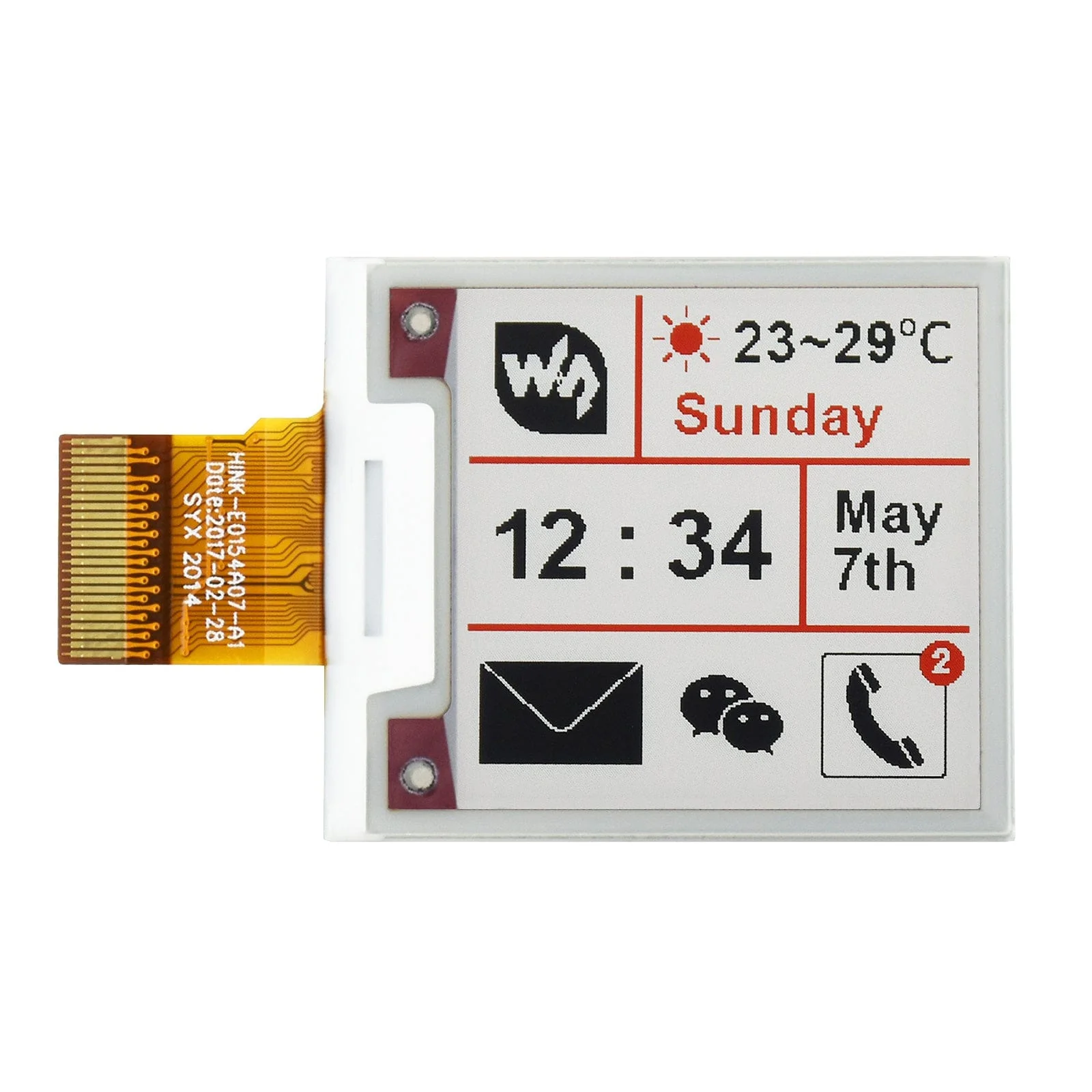 1.54" ePaper Display Raw Panel - Red/Black/White (200x200) - Image 3