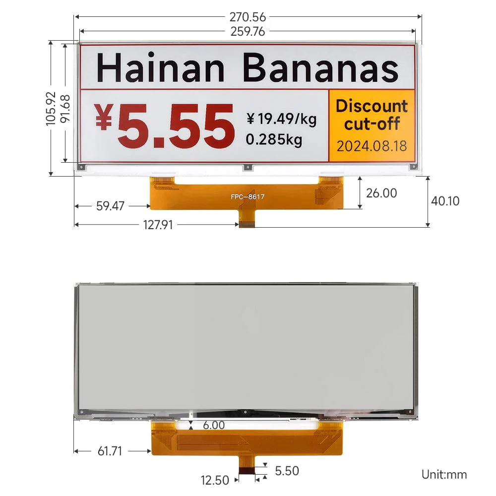 10.85" ePaper Display (G) with HAT for Raspberry Pi (1360x480) - Image 7