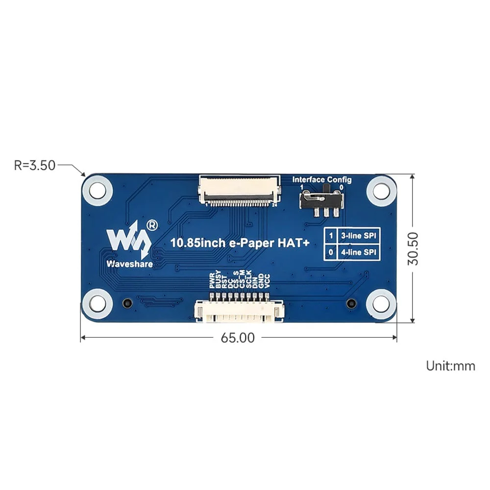10.85" ePaper Display (G) with HAT for Raspberry Pi (1360x480) - Image 8