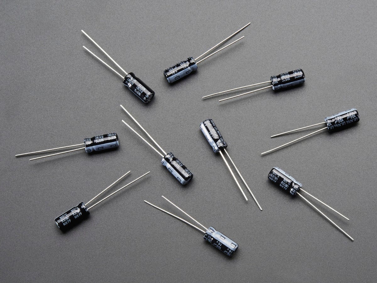 100uF 16V Electrolytic Capacitors - Pack of 10 - Image 2