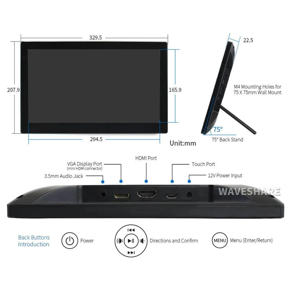 13.3" IPS Capacitive Touch HDMI LCD with Case (1920x1080) - Image 4
