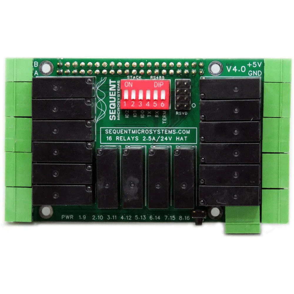 16 Relays 2A/24V 8-Layer Stackable HAT for Raspberry Pi [Discontinued] - Image 2