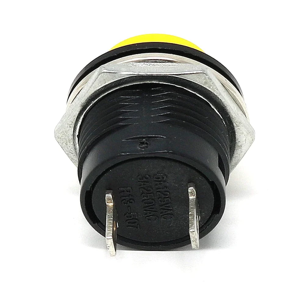 16mm Panel Mount Momentary Pushbutton - Yellow - Image 2