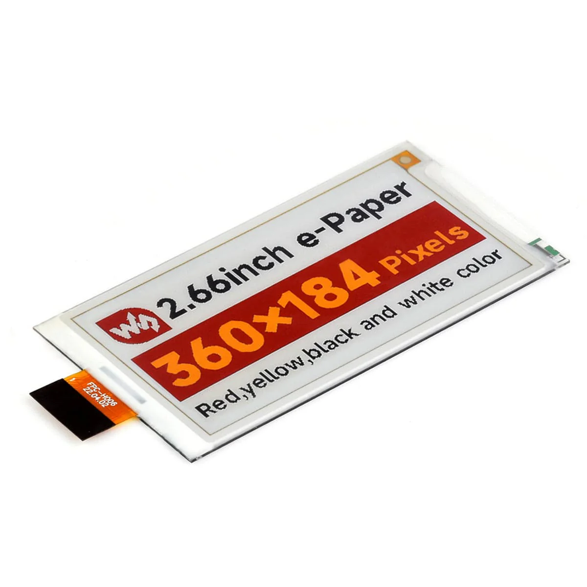 2.66" ePaper Display Raw Panel - Red/Yellow/Black/White (360x184)