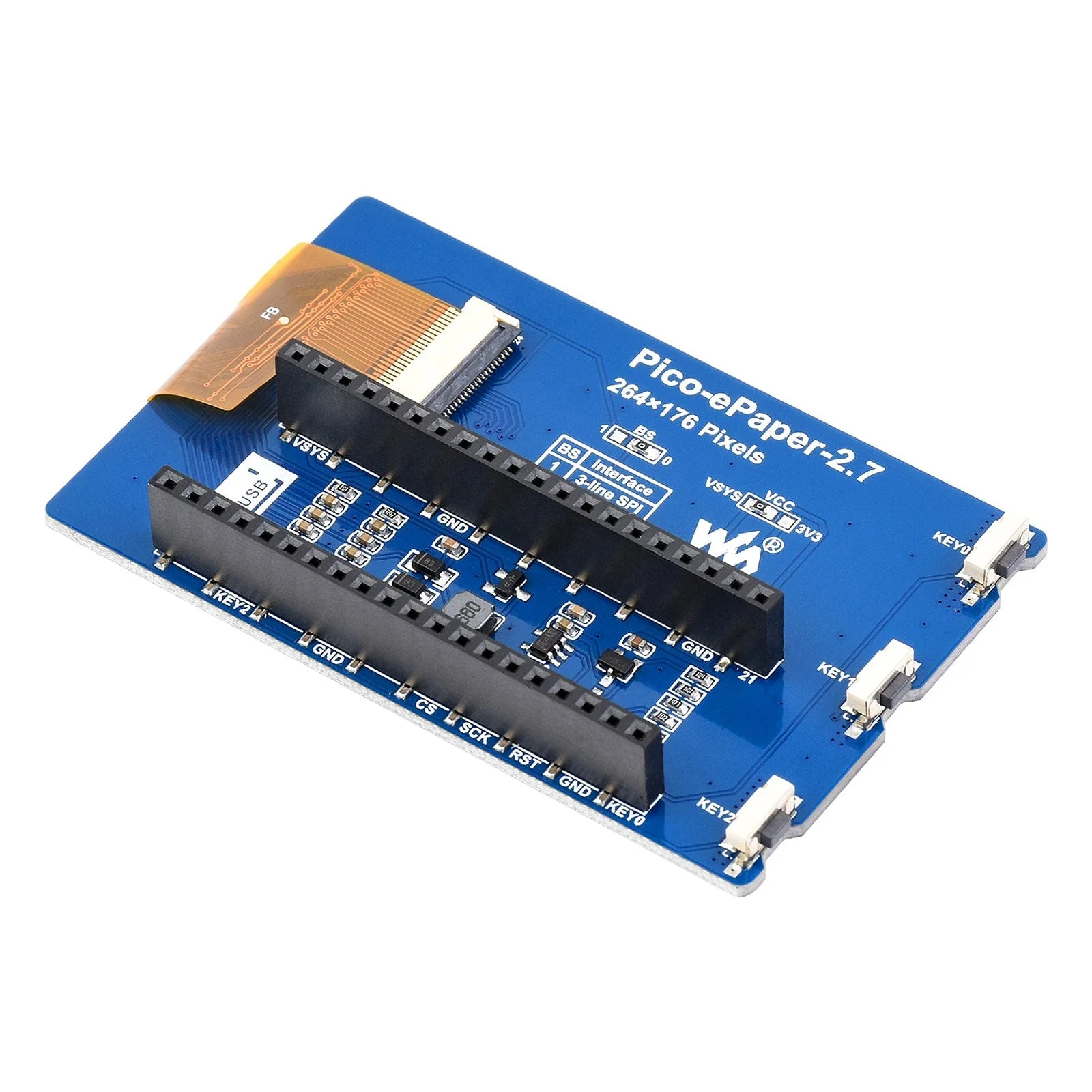 2.7" ePaper Display Module for Raspberry Pi Pico (264x176) - Image 3