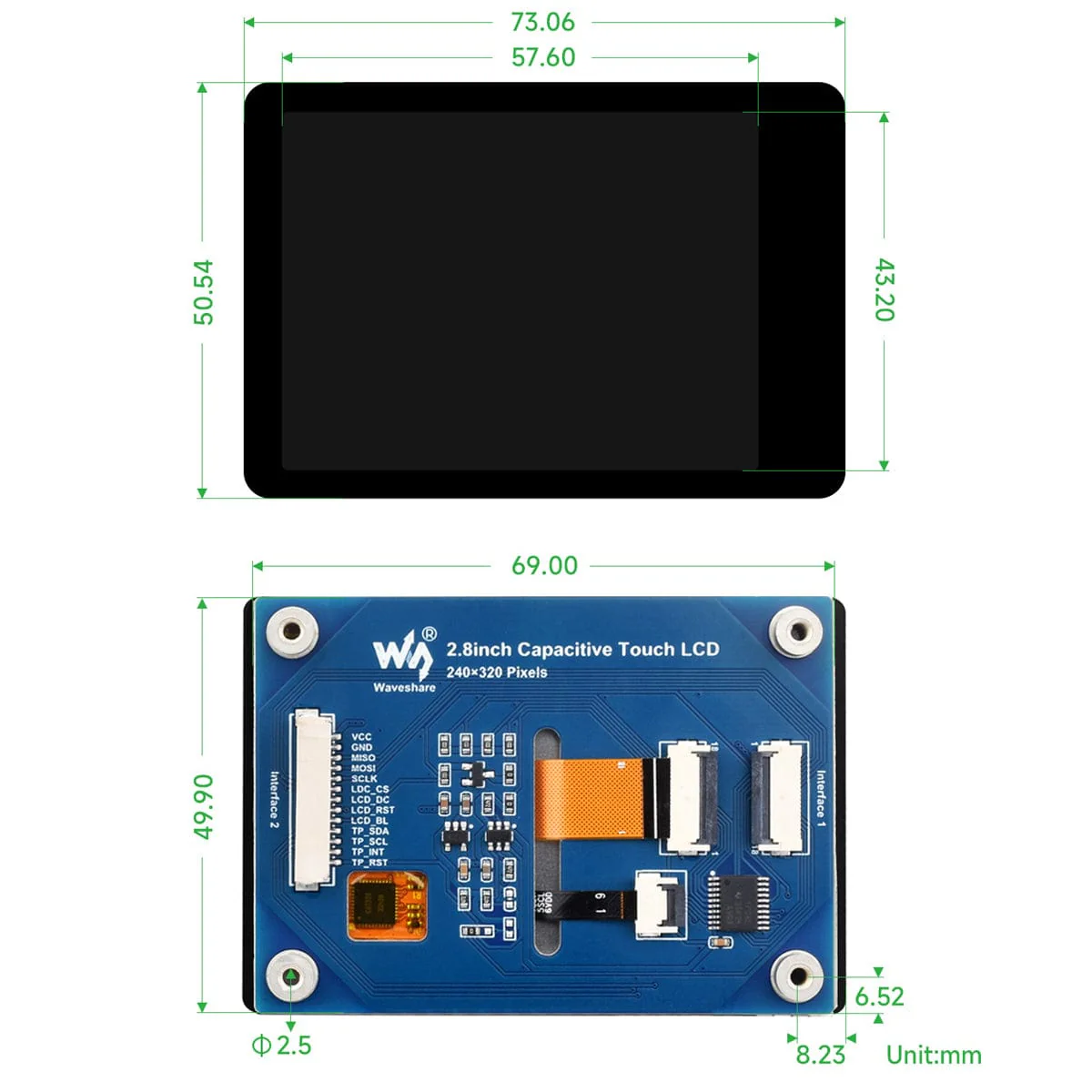 2.8" TFT LCD Display Module with Touch Panel (240 x 320) - Image 6