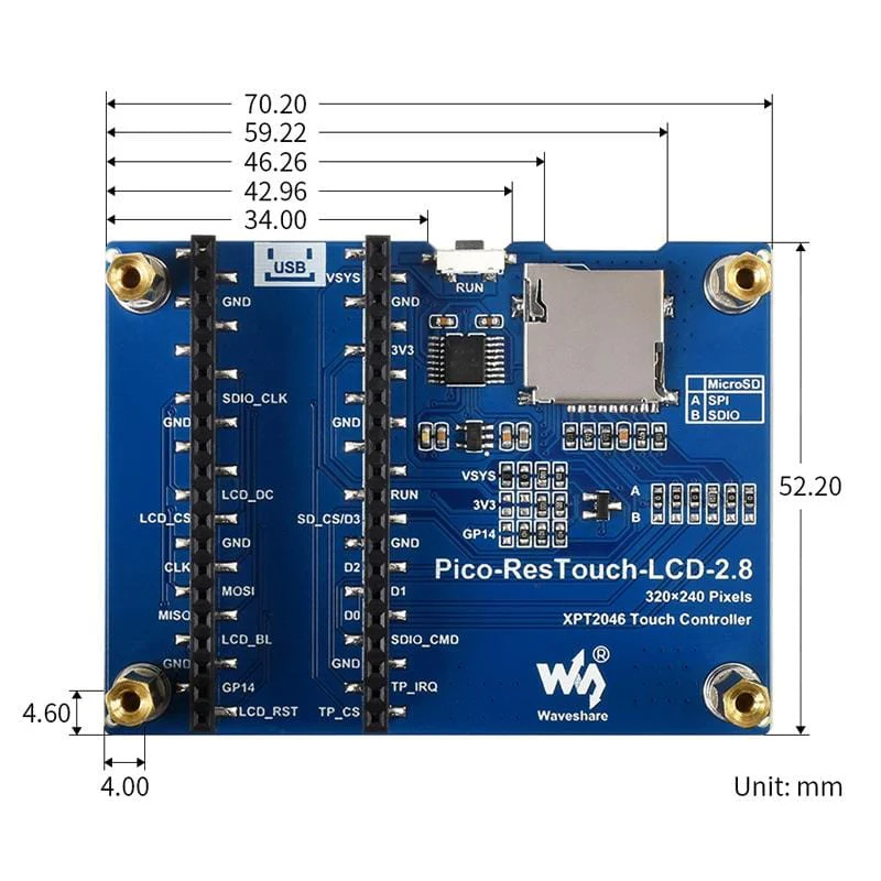 2.8" Touchscreen IPS LCD Display for Raspberry Pi Pico (320x240) - Image 8