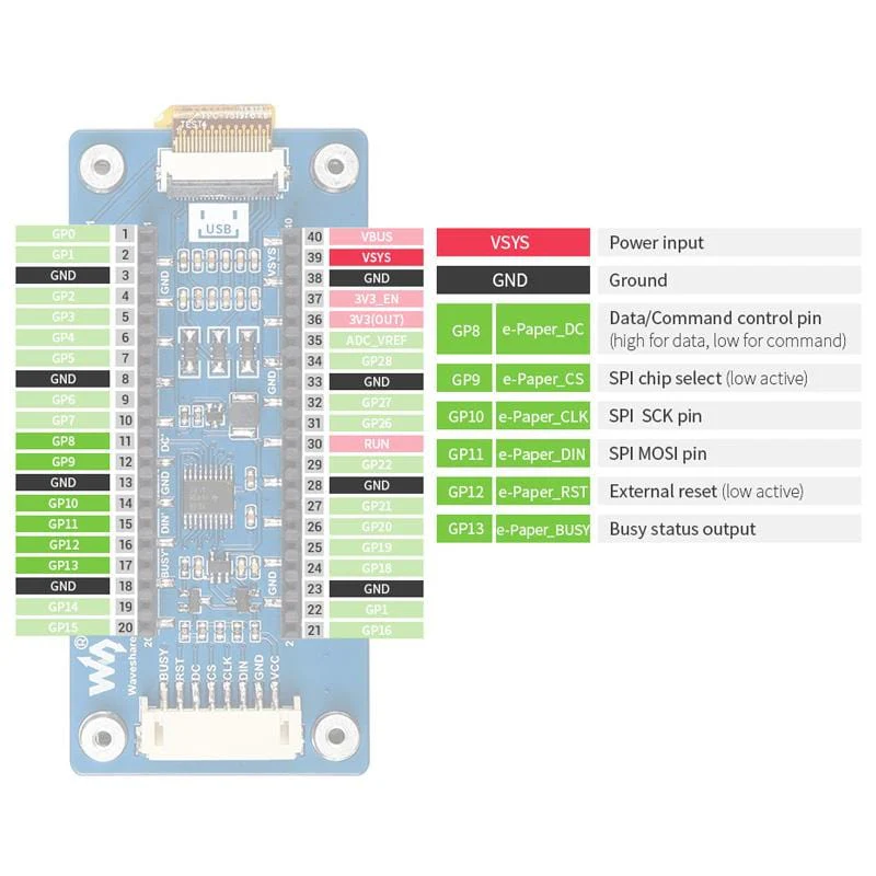 2.9" ePaper Display Module for Raspberry Pi Pico (296×128) - Image 7