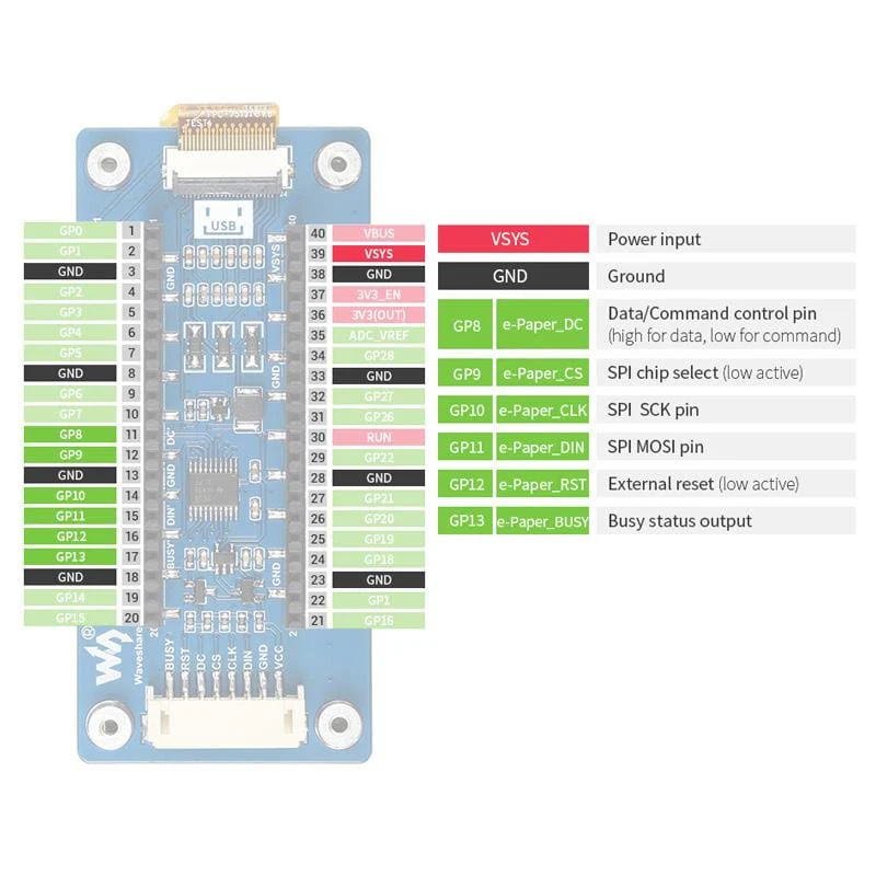 2.9" ePaper Display Module for Raspberry Pi Pico - Red/Black/White (296×128) - Image 7