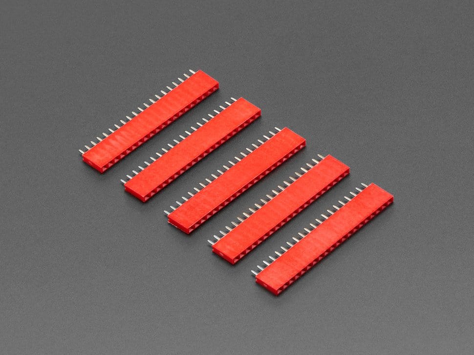 20-pin 0.1" Female Header - Red - 5 pack - Image 2