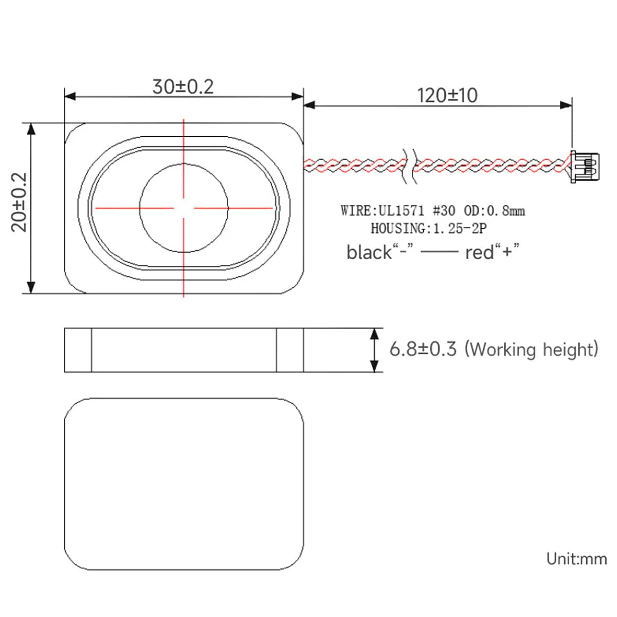 20 x 30mm Cavity Speaker (B) with PH1.25 Connector (8Ω 2W) - Image 7
