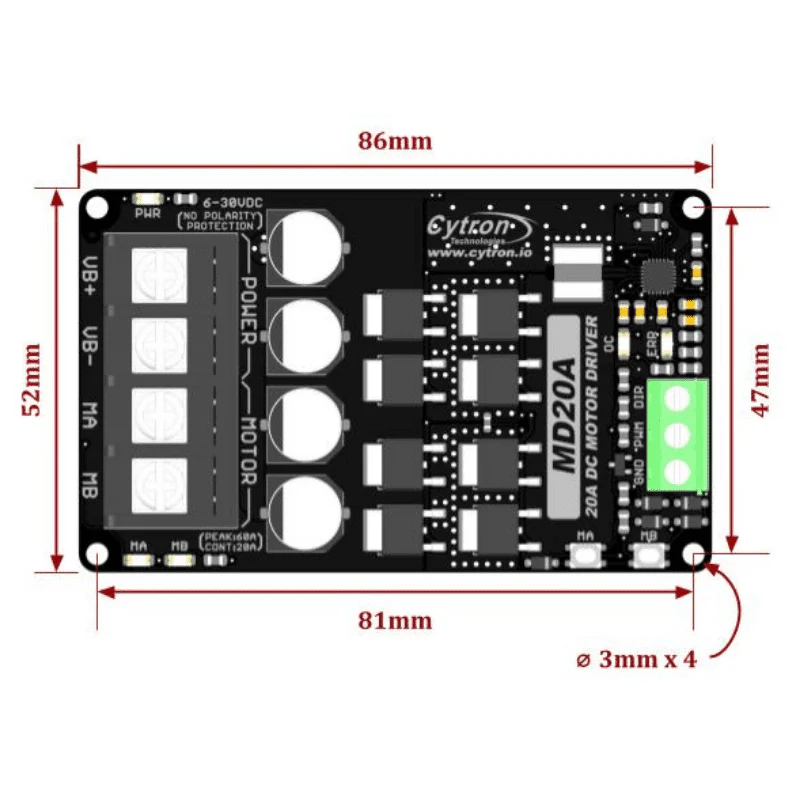 20A 6V-30V Single-Channel DC Motor Driver - Image 5