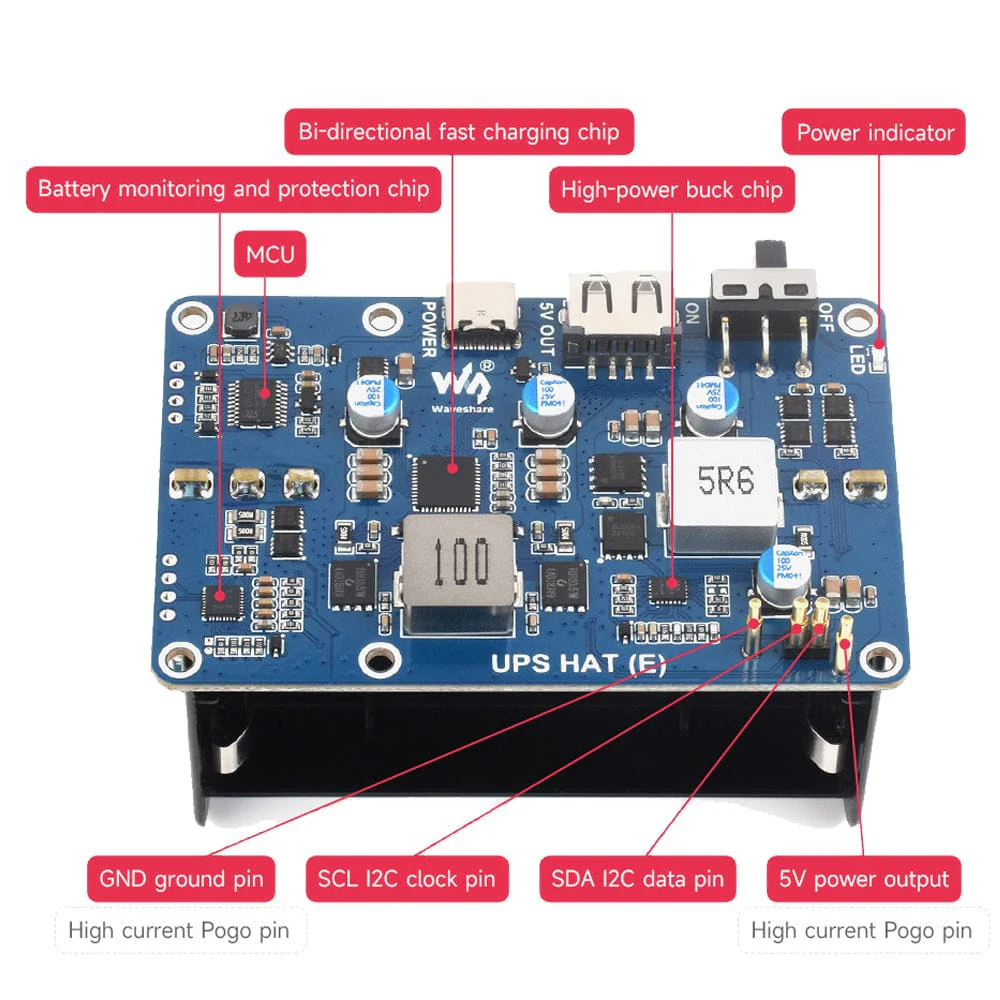 21700 UPS HAT (E) for Raspberry Pi 5/4/3 - Image 6