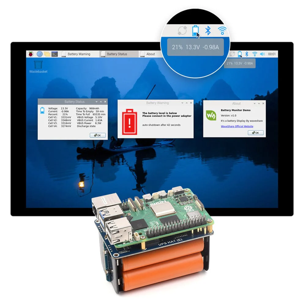 21700 UPS HAT (E) for Raspberry Pi 5/4/3 - Image 9