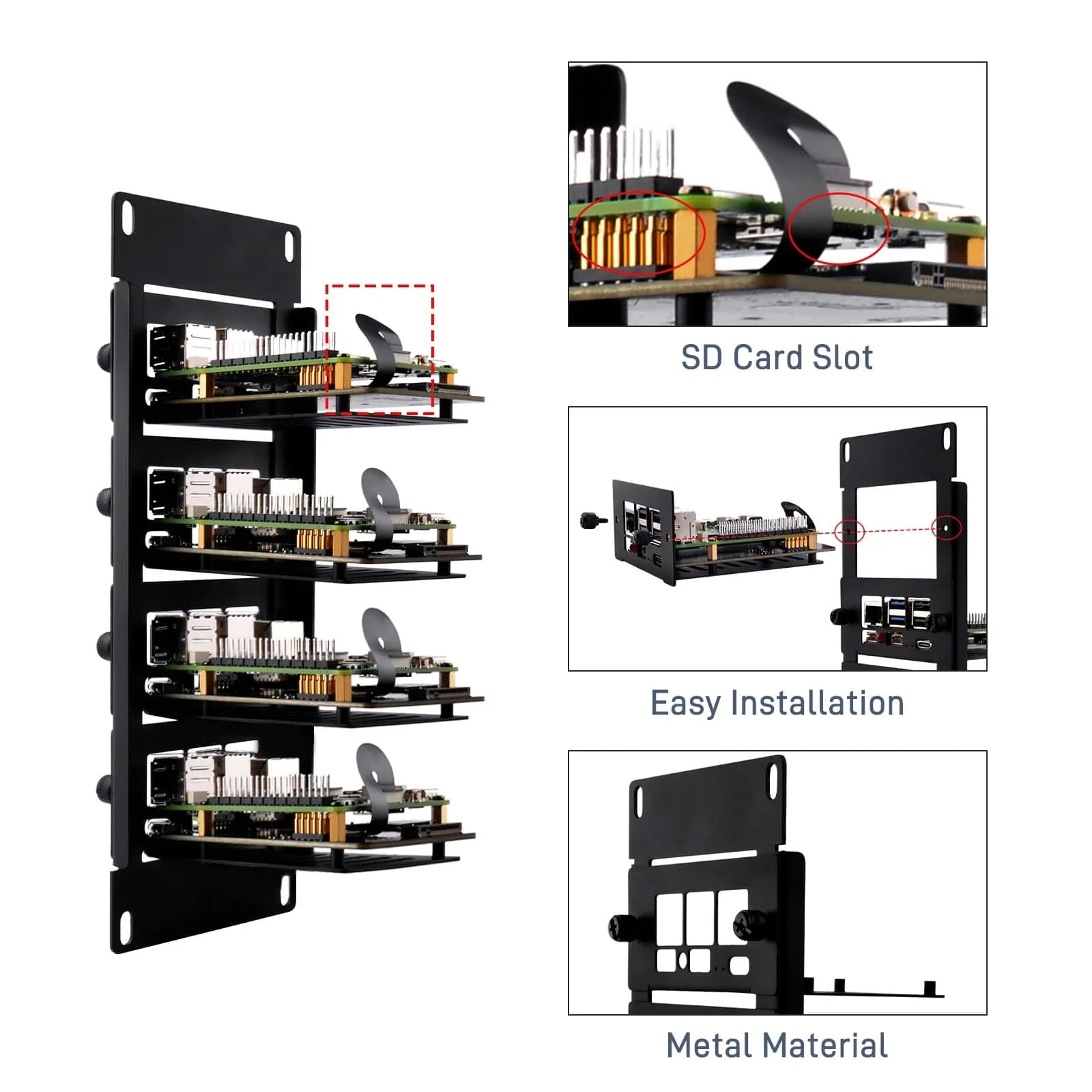 2U 10" Rack Mount with 4x PCIe NVMe Boards for DeskPi RackMate - Image 4