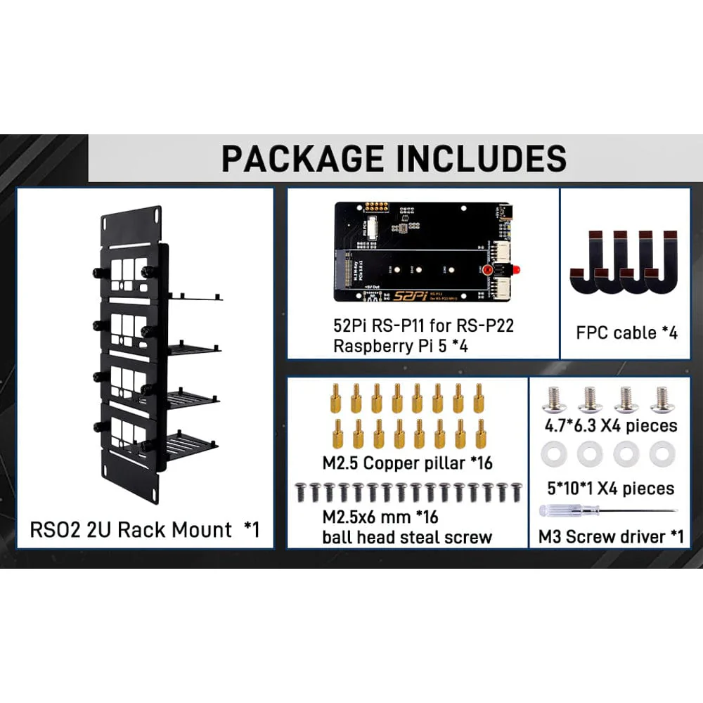 2U 10" Rack Mount with 4x PCIe NVMe Boards for DeskPi RackMate - Image 7