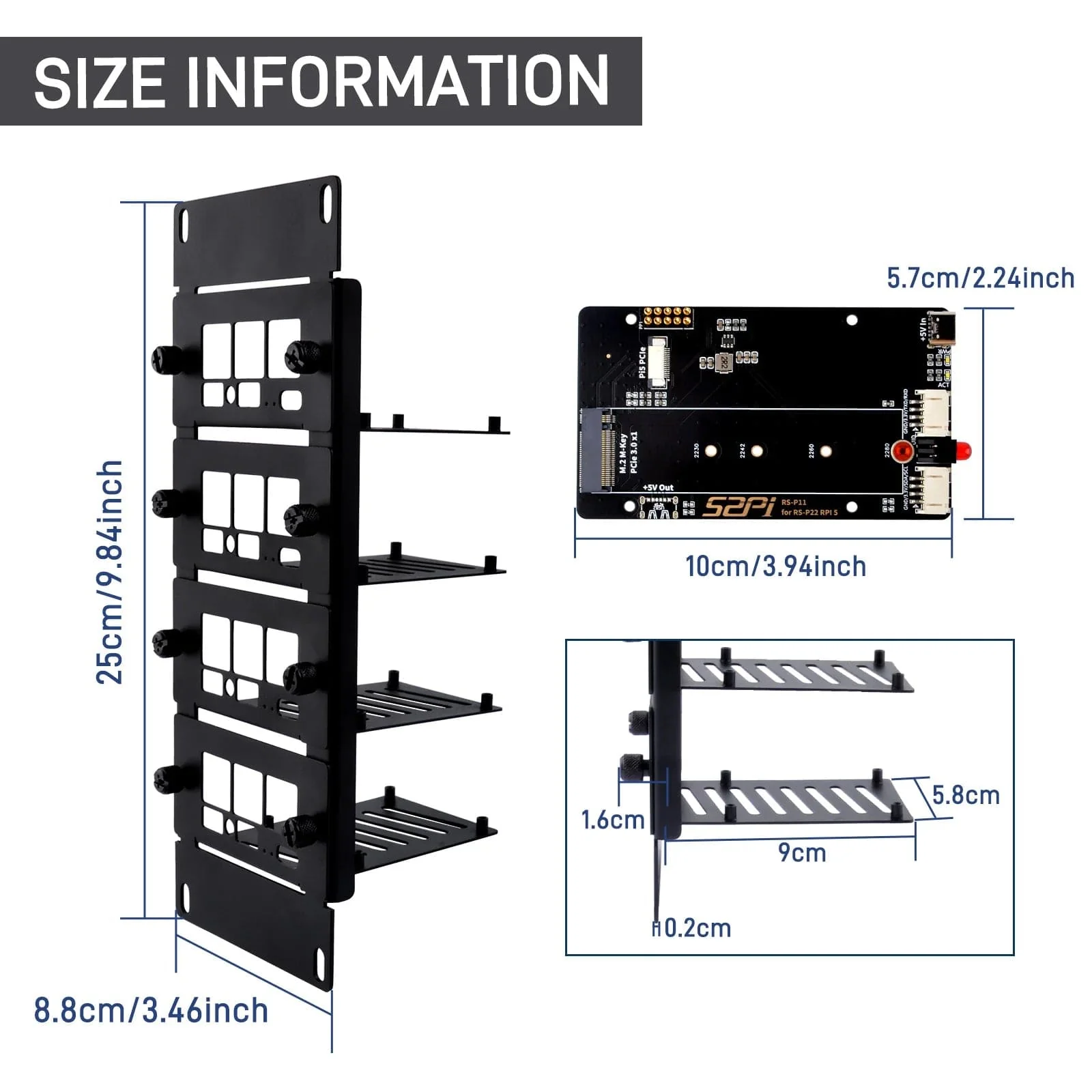 2U 10" Rack Mount with 4x PCIe NVMe Boards for DeskPi RackMate - Image 9