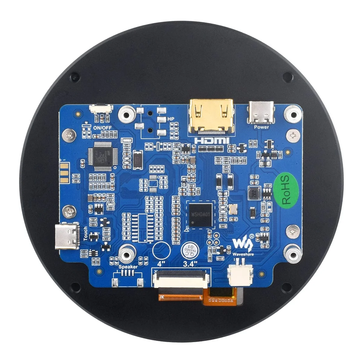 3.4" HDMI Round Touch Display for Raspberry Pi (800x800) - Image 4