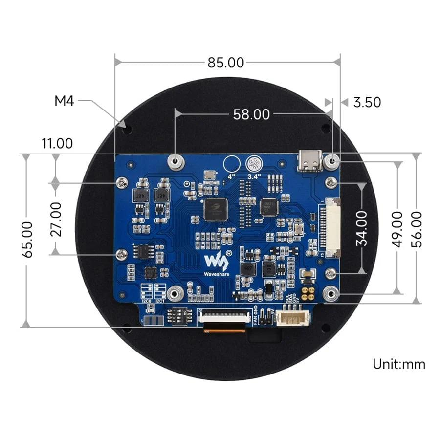 3.4" DSI Round Touch Display (800x800) - Image 8