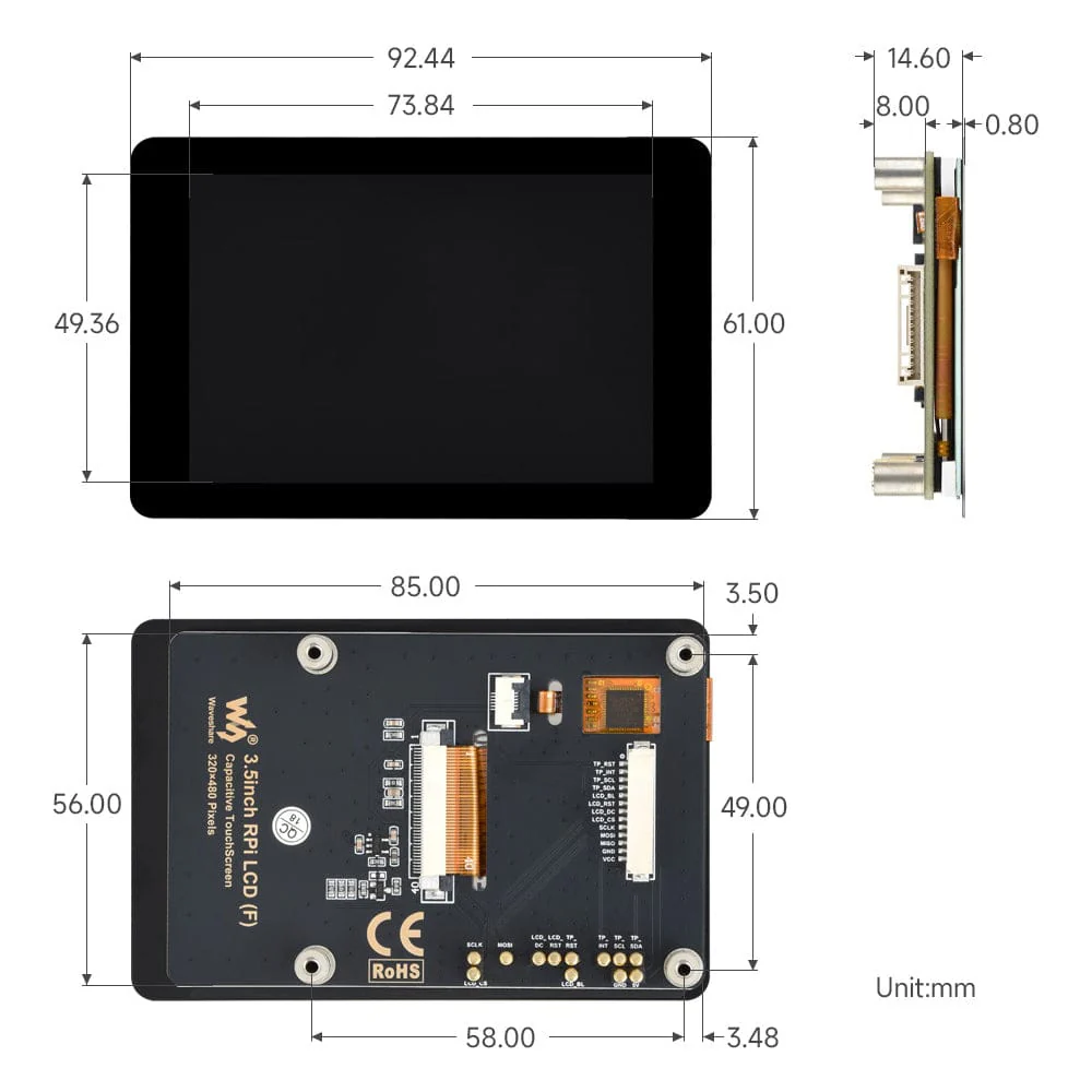 3.5" Capacitive Touch Display (F) for Raspberry Pi (320x480) - Image 13