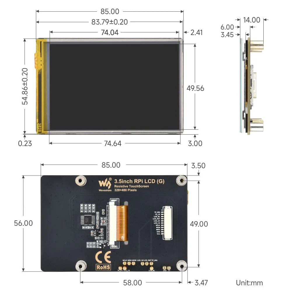 3.5" Resistive Touch Display (G) for Raspberry Pi (320x480) - Image 12