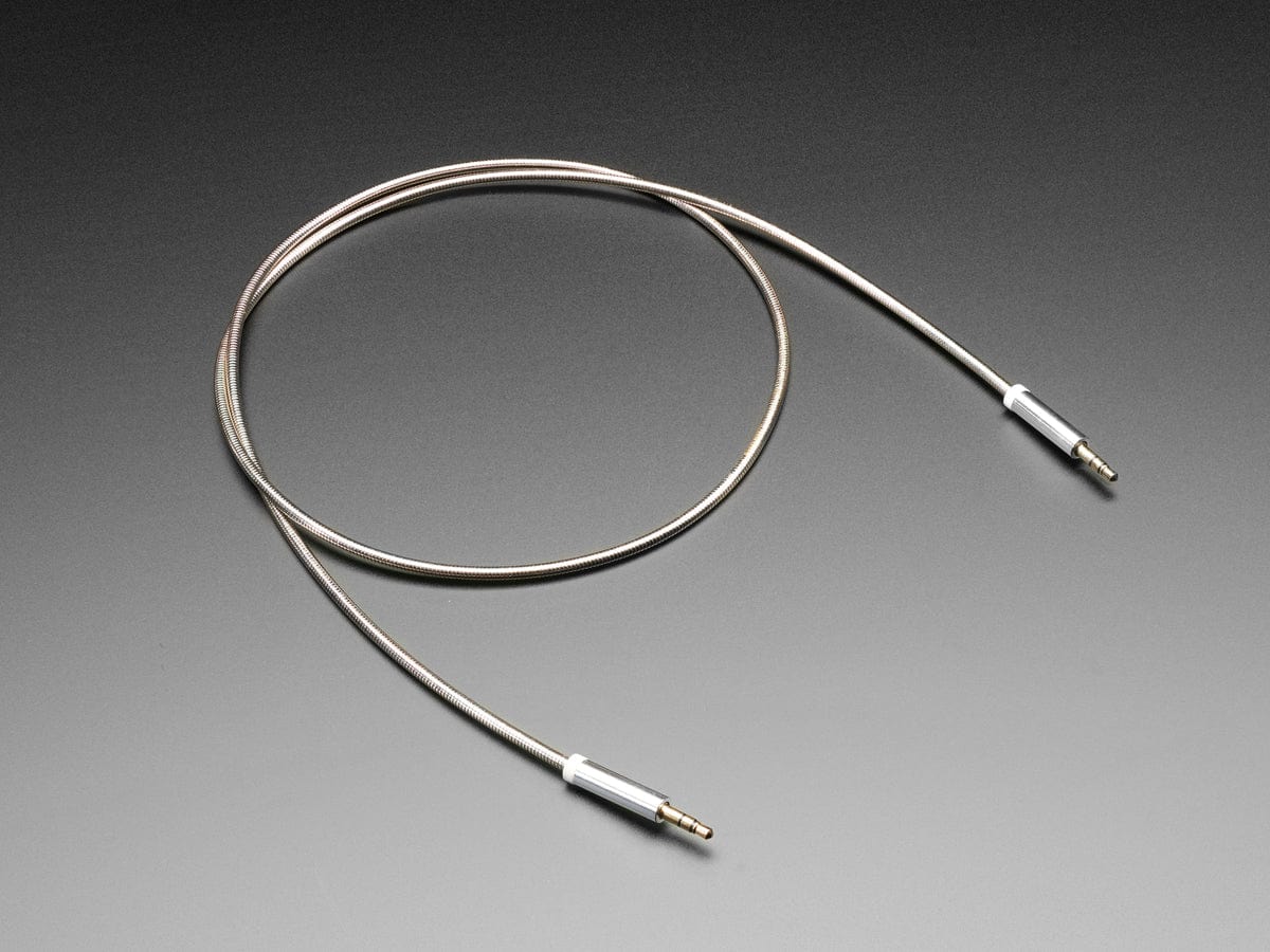 3.5mm Stereo Male/Male Audio Cable - Silver Metal - 1 meter long - Image 2