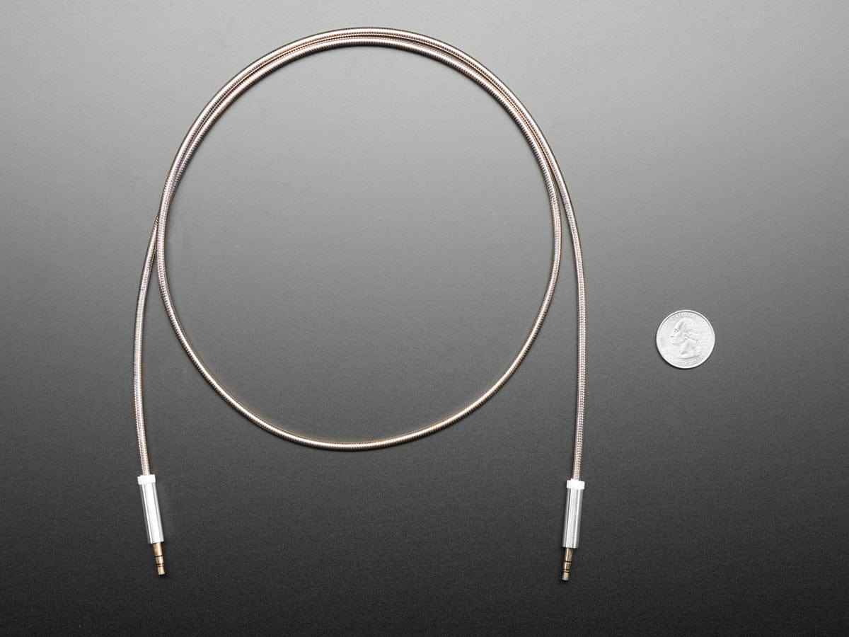 3.5mm Stereo Male/Male Audio Cable - Silver Metal - 1 meter long - Image 3
