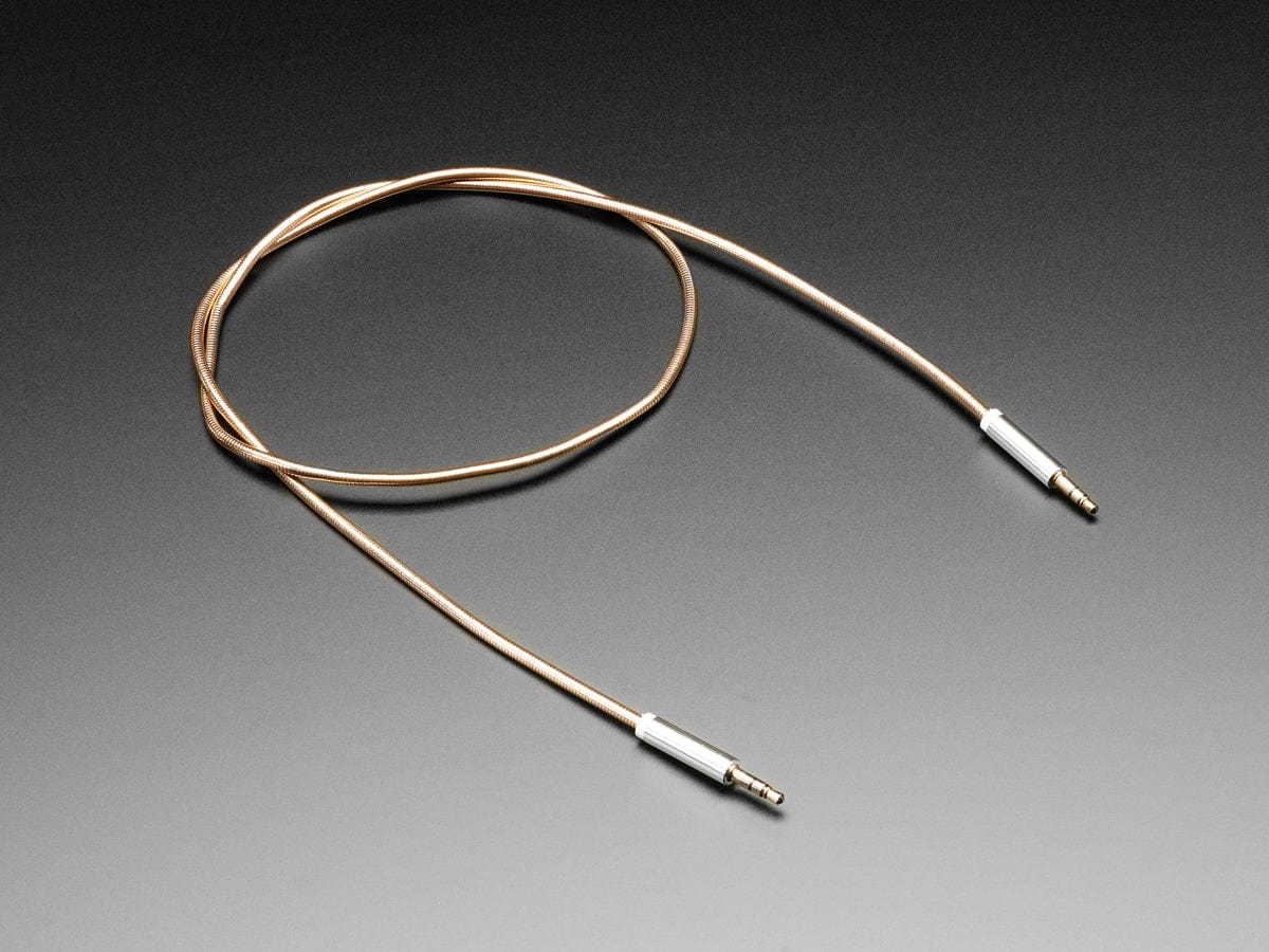 3.5mm Stereo Male/Male Cable - Gold Metal - 1 meter long - Image 2