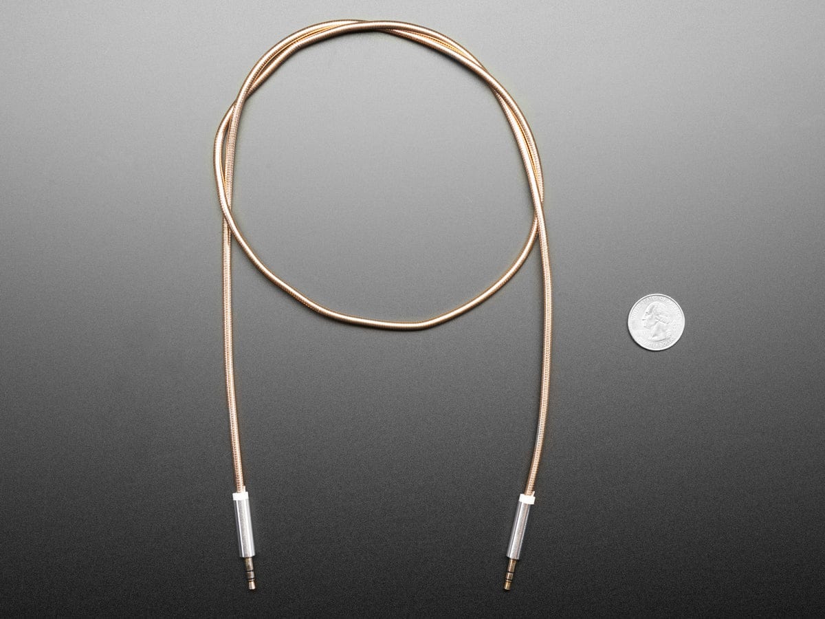 3.5mm Stereo Male/Male Cable - Gold Metal - 1 meter long - Image 3