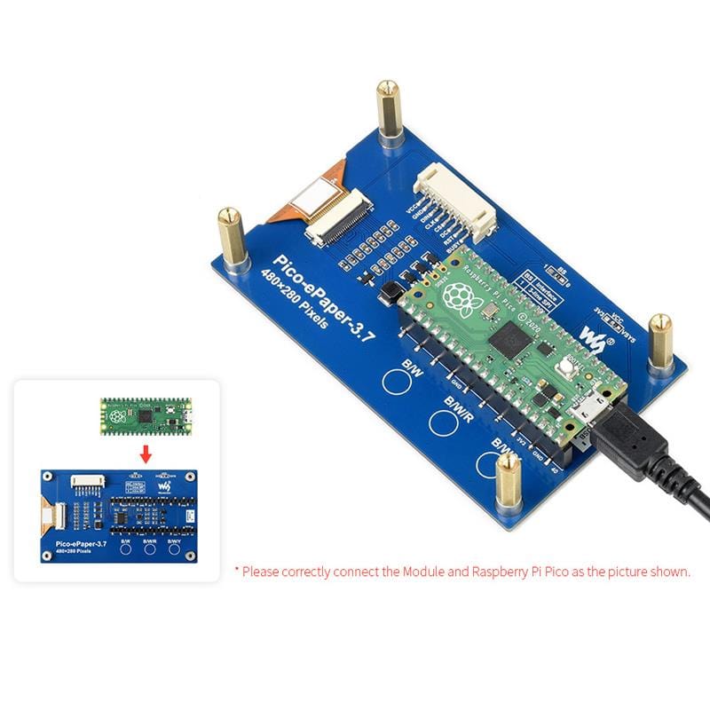 3.7" ePaper Display for Raspberry Pi Pico (480x280) - Image 6
