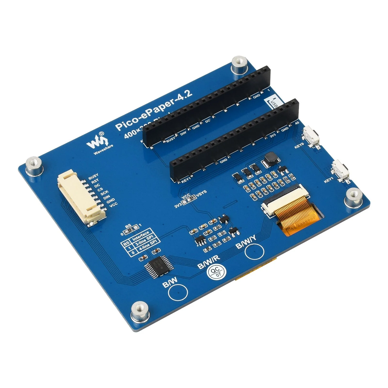 4.2" ePaper Display Module for Raspberry Pi Pico - Red/Black/White (400x300) - Image 5