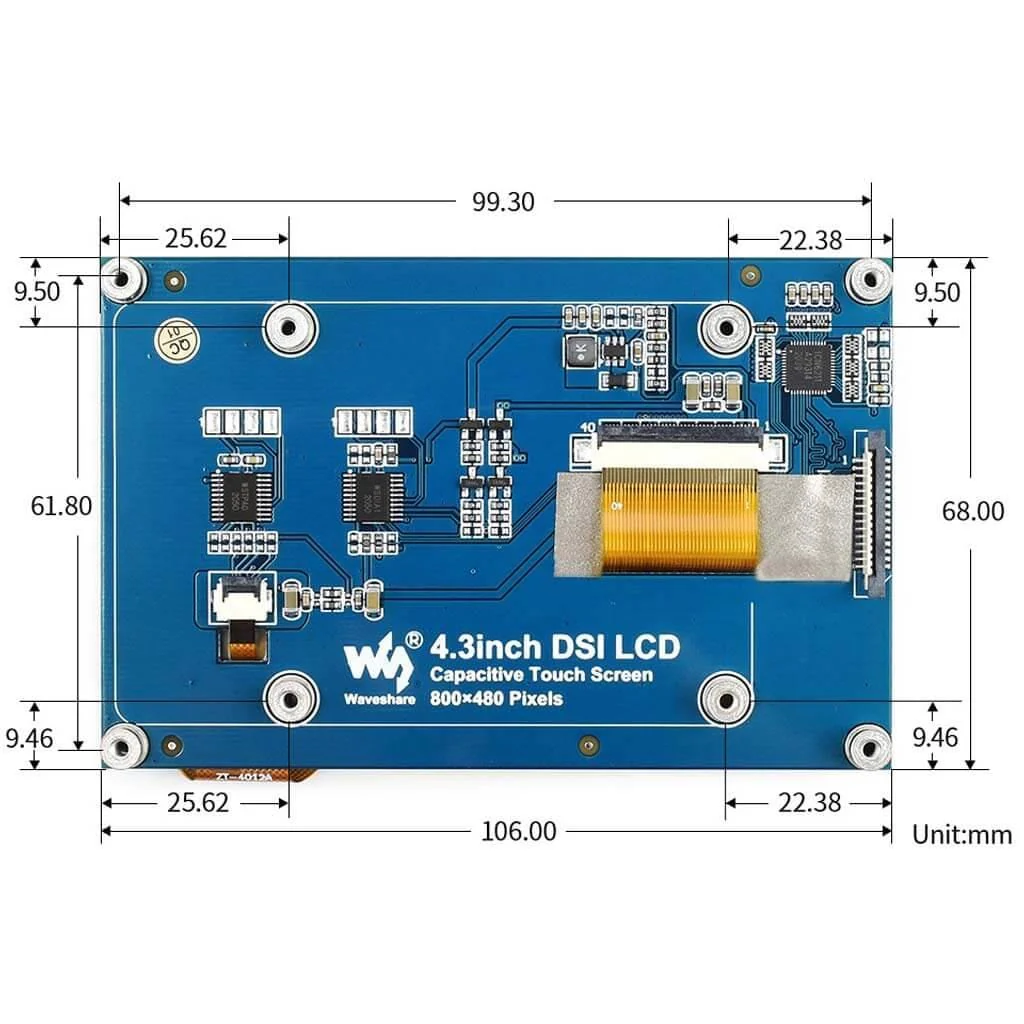 4.3" DSI Capacitive Touchscreen Display for Raspberry Pi (800x480) - Image 9