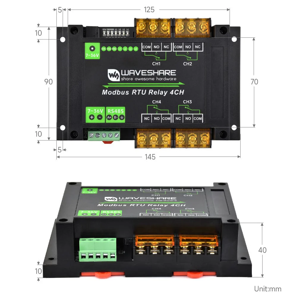 4-Channel Modbus RTU Relay Module with RS-485 Interface - Image 10