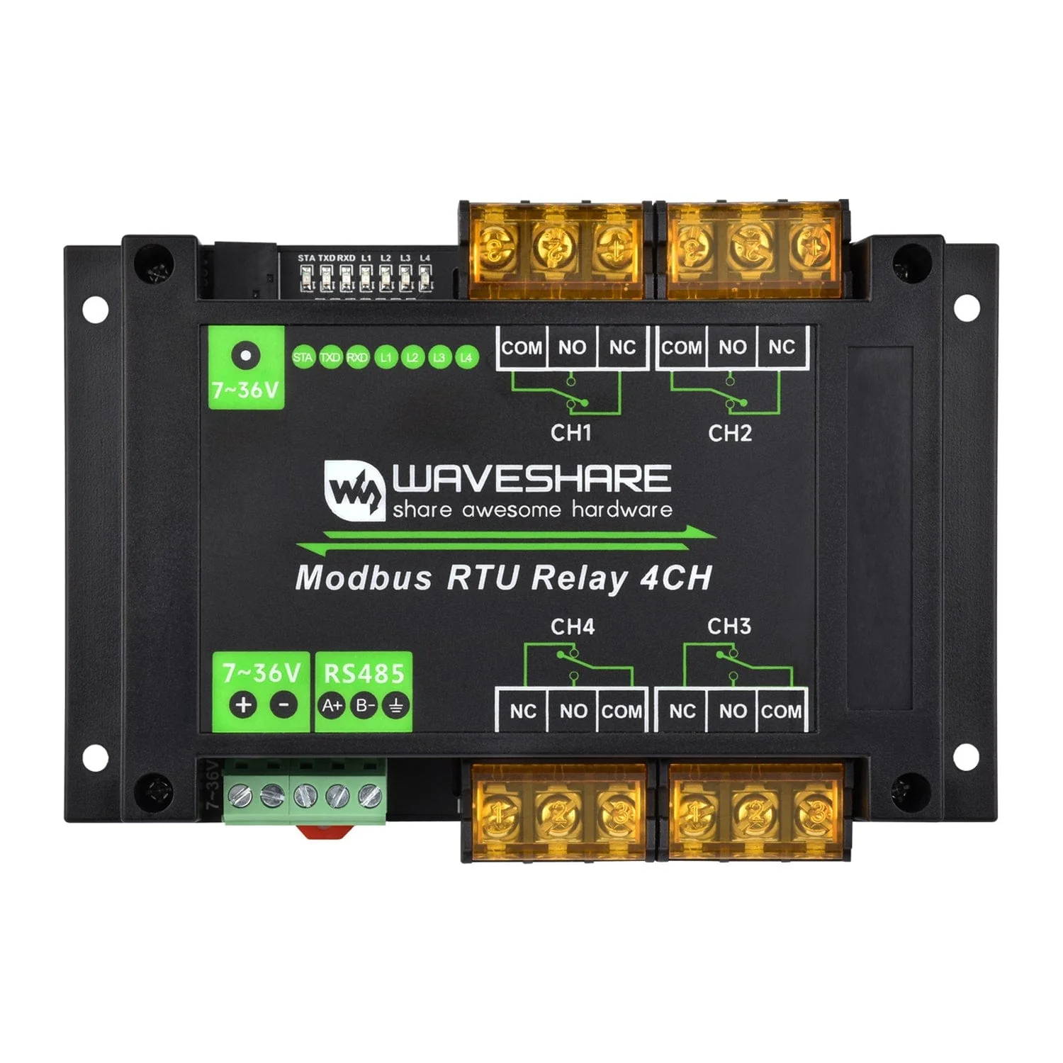 4-Channel Modbus RTU Relay Module with RS-485 Interface - Image 3
