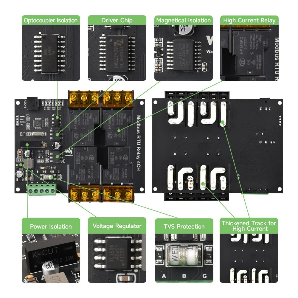 4-Channel Modbus RTU Relay Module with RS-485 Interface - Image 7