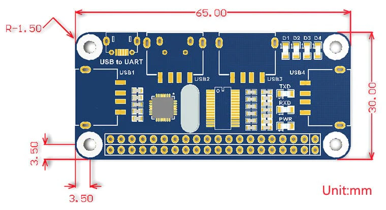 4 Port USB HUB pHAT for Raspberry Pi Zero - Image 4