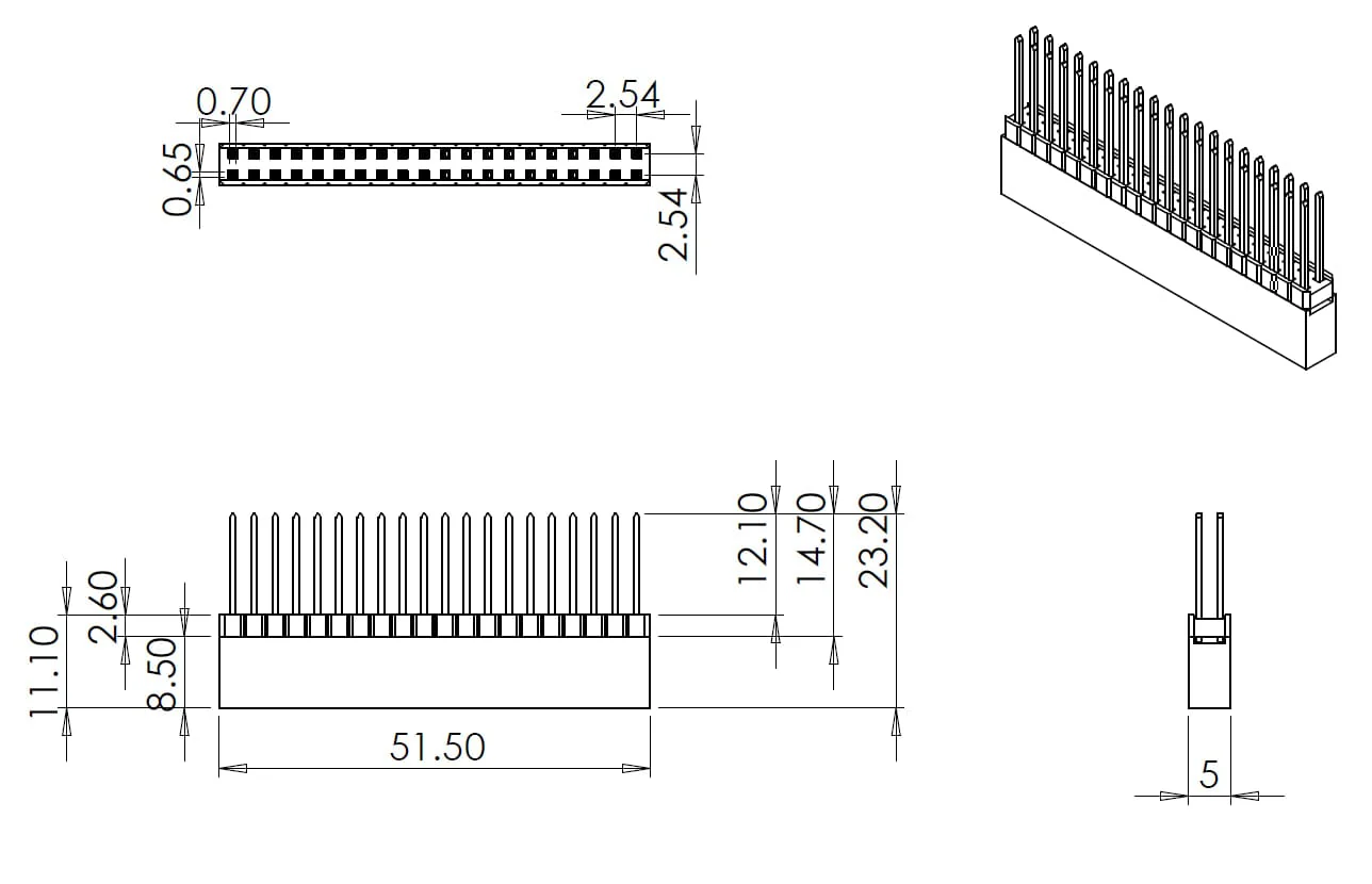 Extra-Tall Push-Fit Stacking GPIO Header for Raspberry Pi - Single Shroud - Image 2