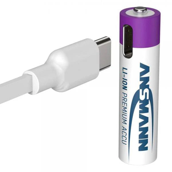 USB-C Rechargeable Li-Ion AAA Batteries (4-pack, 500mAh) - Image 2