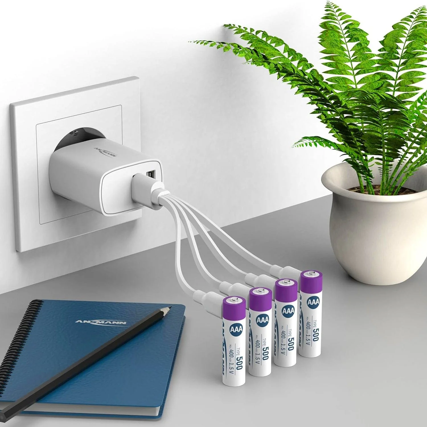 USB-C Rechargeable Li-Ion AAA Batteries (4-pack, 500mAh) - Image 3