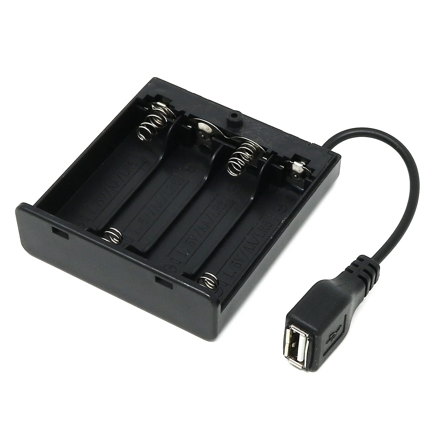 4xAA USB Battery Holder with Cover and Switch - Image 2