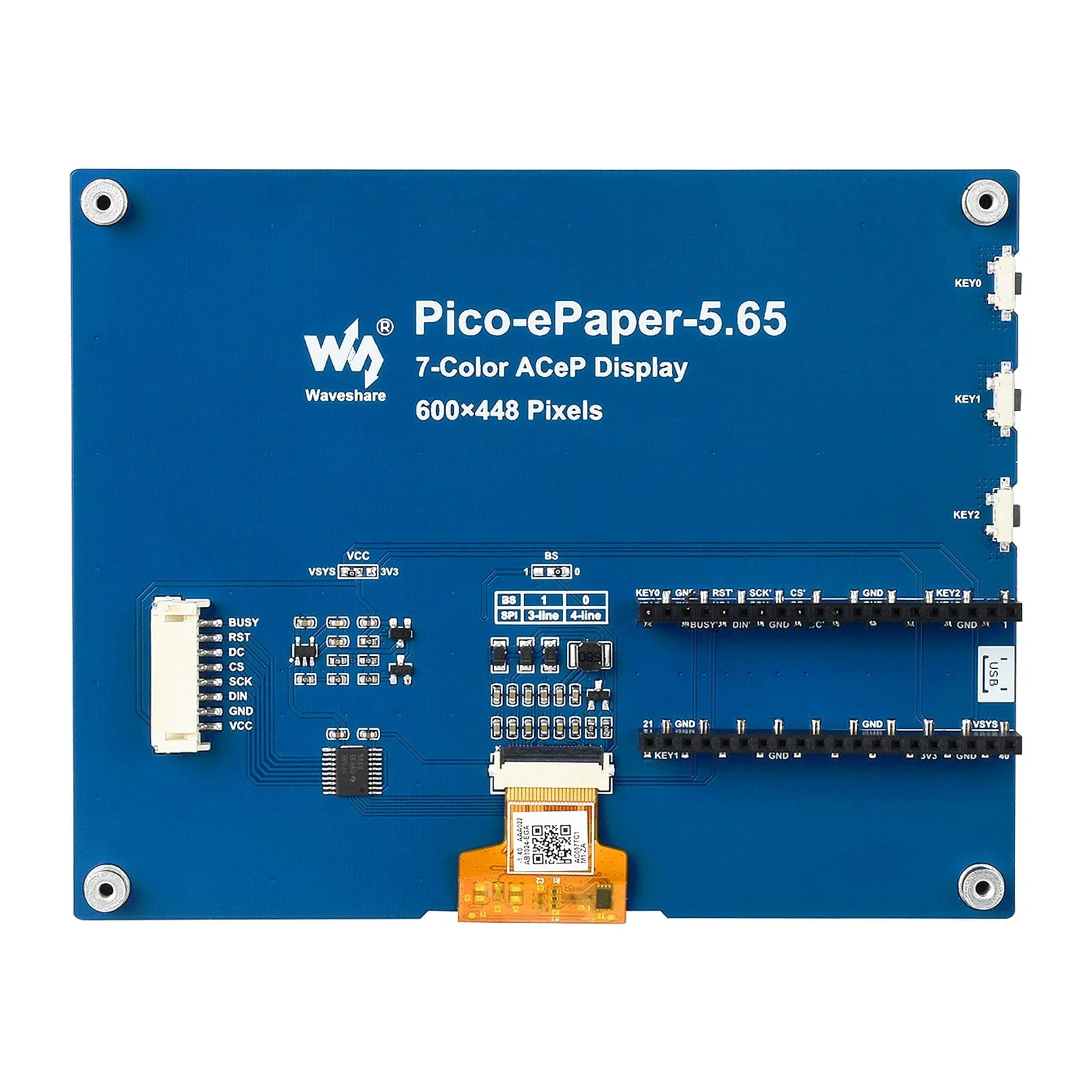 5.65" ACeP 7-Colour ePaper Display Module for Raspberry Pi Pico [Discontinued] - Image 2
